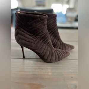 Marion Parke brown quilted suede stiletto booties size 37.5 size 7
